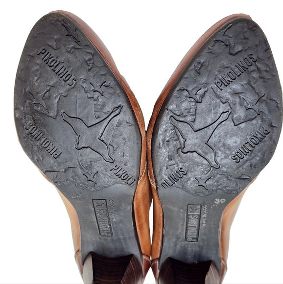 PIKOLINOS Lace-Up Oxford Heels Sz 39/8.5 Soft Tan Leather Pumps Made in Spain - Picture 11 of 15